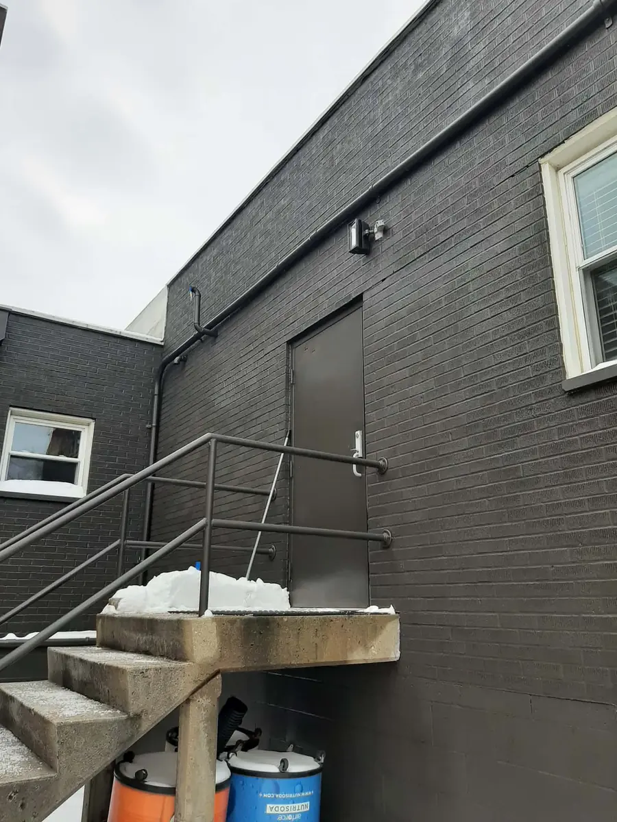Back entry steps with no cover before the work